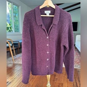 Deep burgundy L.L. Bean cotton & wool Blend Cardigan Blazer with Collar Size M